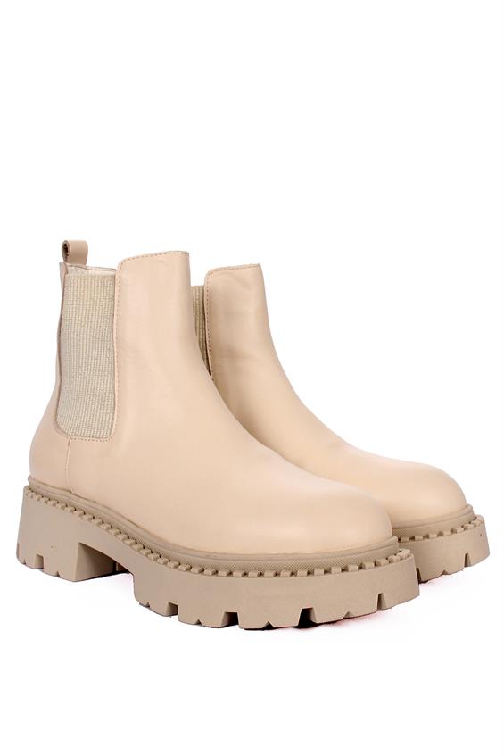 Kadın Chelsea Günlük Bot - Bej Deri Kürk