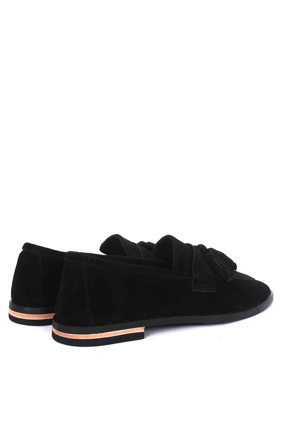 Kadın Babet Ayakkabı Oxford - Siyah Süet