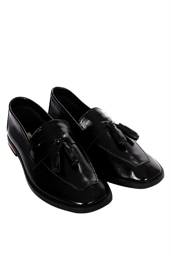 Kadın Babet Ayakkabı Oxford - Siyah Rugan