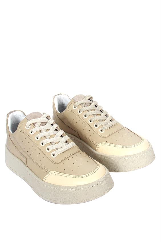 Kadın Sneakers Ayakkabı-Bej Vizon Deri