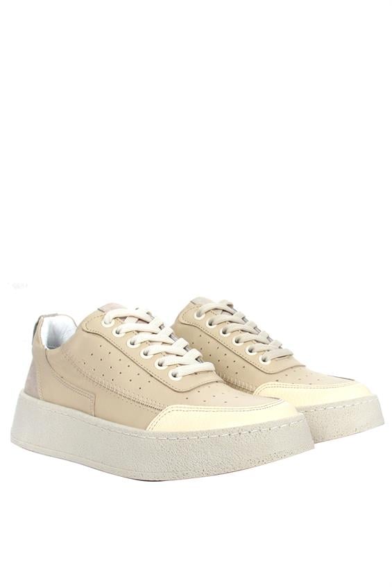 Kadın Sneakers Ayakkabı-Bej Vizon Deri