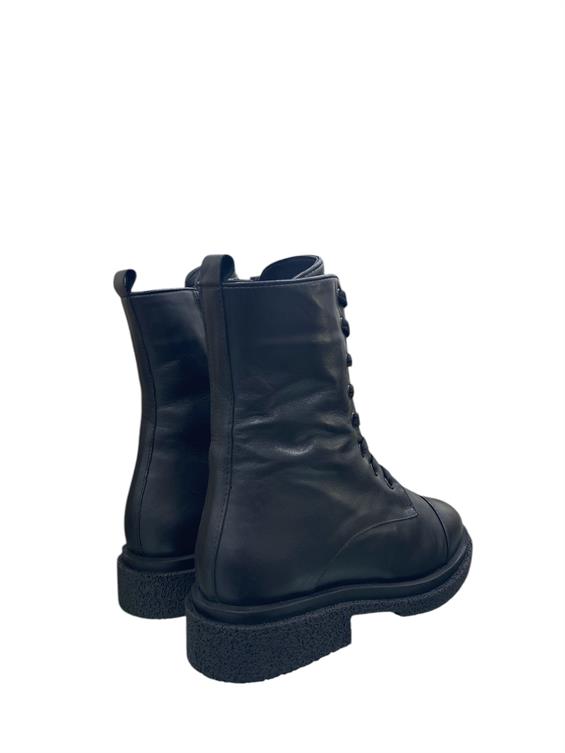 Kadın Postal Military Bot - Siyah Deri Kürk