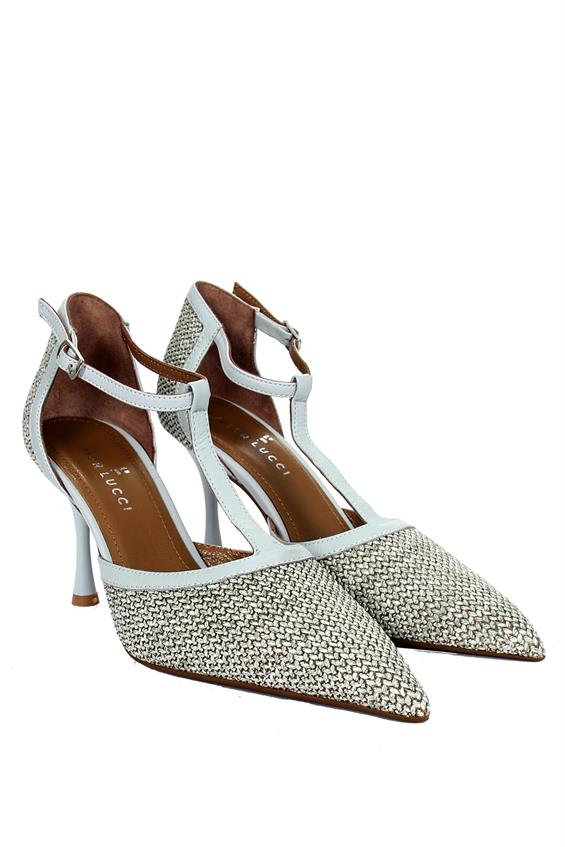 Kadın İnce Topuklu Ayakkabı - A.Mavi Hasır