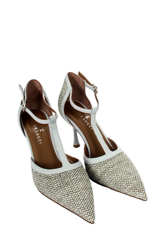 Kadın İnce Topuklu Ayakkabı - A.Mavi Hasır