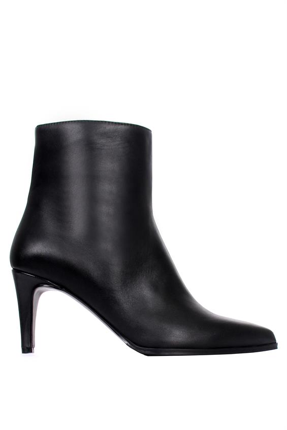 Kadın Topuklu Bot - Siyah Deri D.Ast