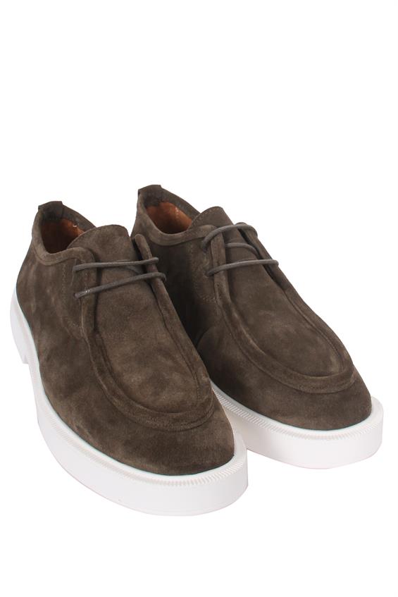 Kadın Babet Ayakkabı Loafer - Haki Süet