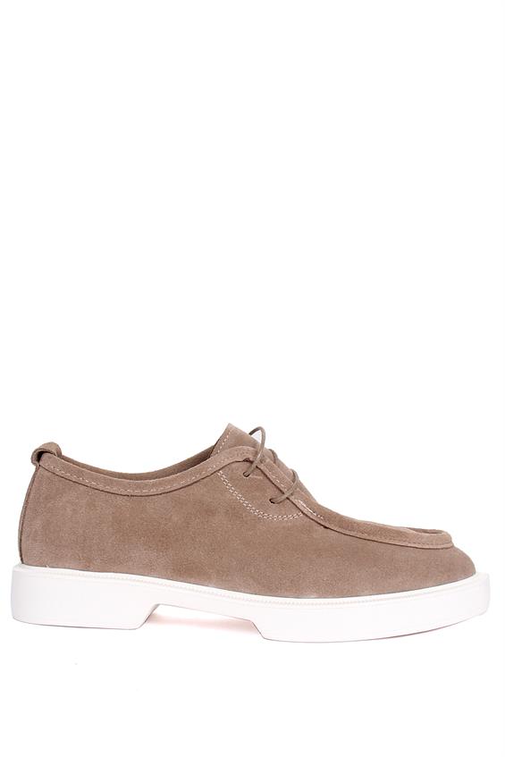 Kadın Babet Ayakkabı Loafer - Bej Süet