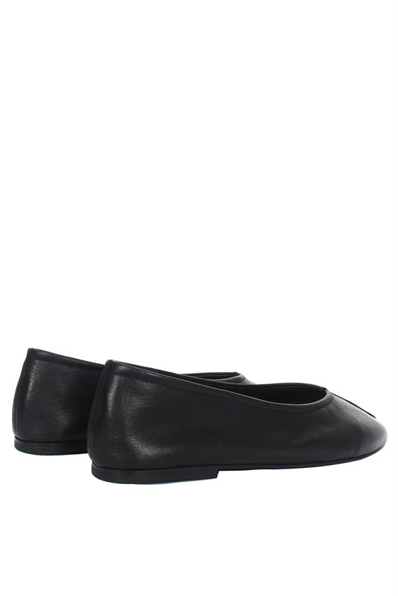 Kadın Düz Babet Ayakkabı - Siyah Deri