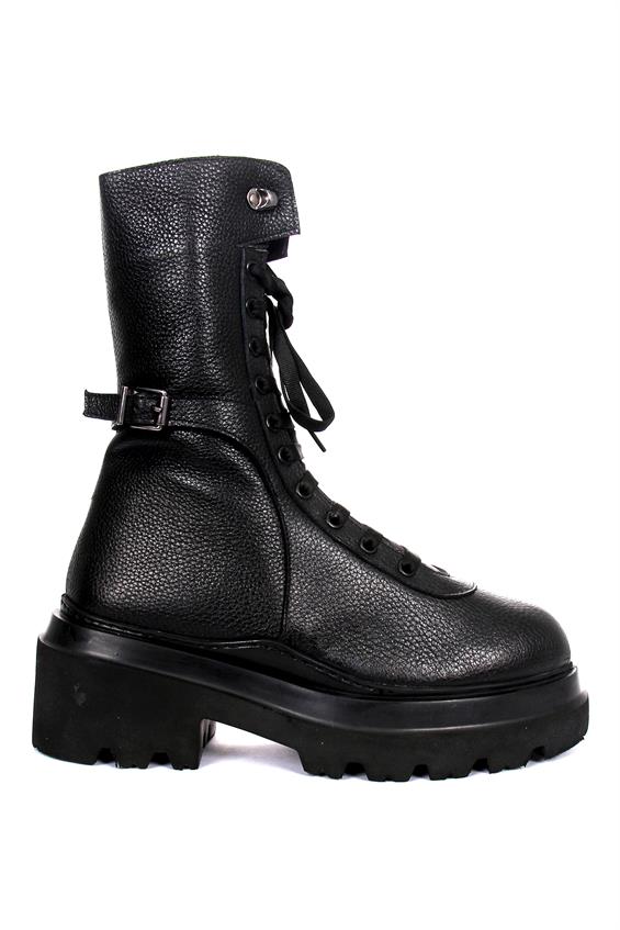 Kadın Topuklu Bot - Siyah Deri