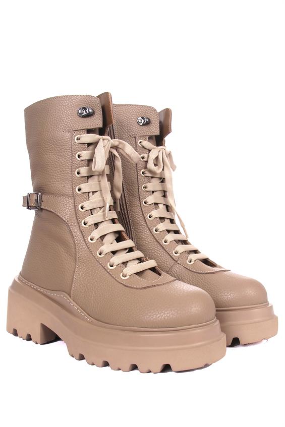 Kadın Topuklu Bot - Vizon Deri