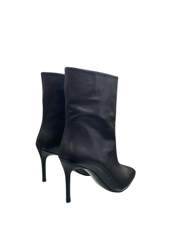 Kadın Topuklu Bot - Siyah Deri D.Ast.