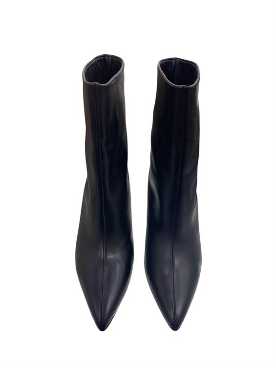 Kadın Topuklu Bot - Siyah Deri D.Ast.