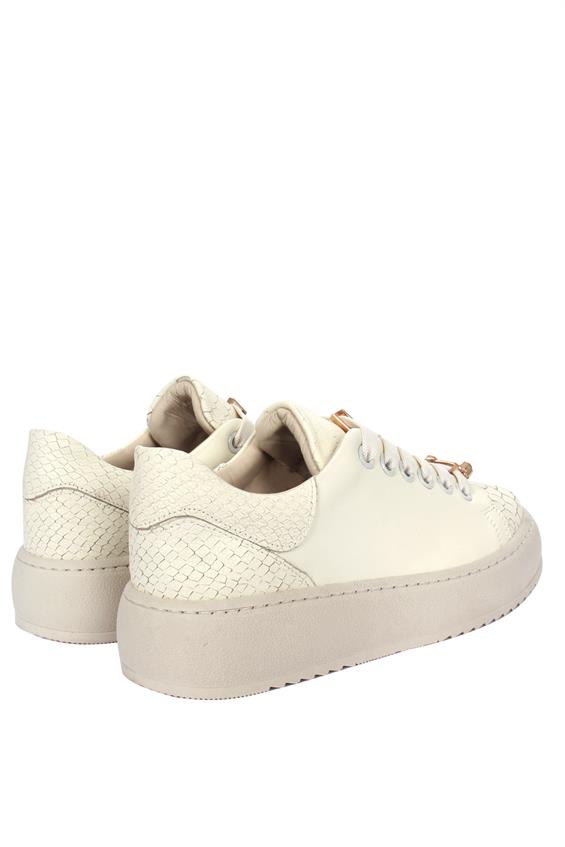 Kadın Sneakers Ayakkabı-Bej Deri