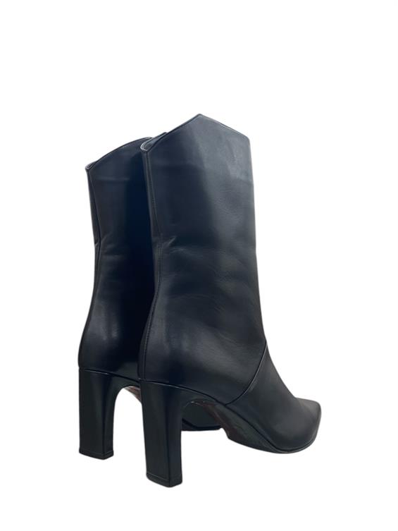 Kadın Topuklu Çizme - Siyah Deri