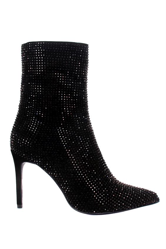 Kadın Topuklu Bot - Sİyah Süet Taş