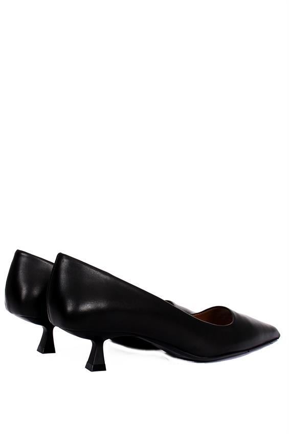 Kadın İnce Topuklu Ayakkabı - Siyah Deri