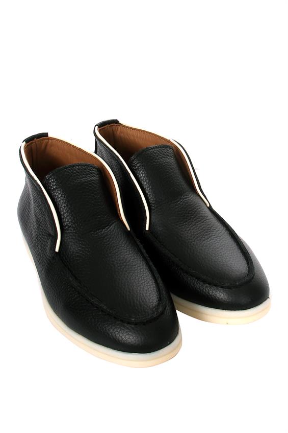 Kadın Günlük Bot - Siyah Floter Deri