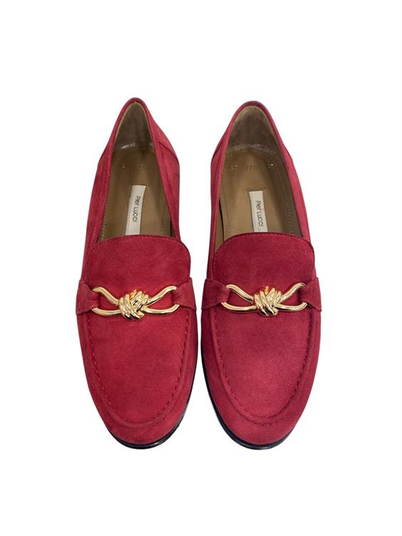 Kadın Tokalı Loafer Babet Ayakkabı - Bordo Süet