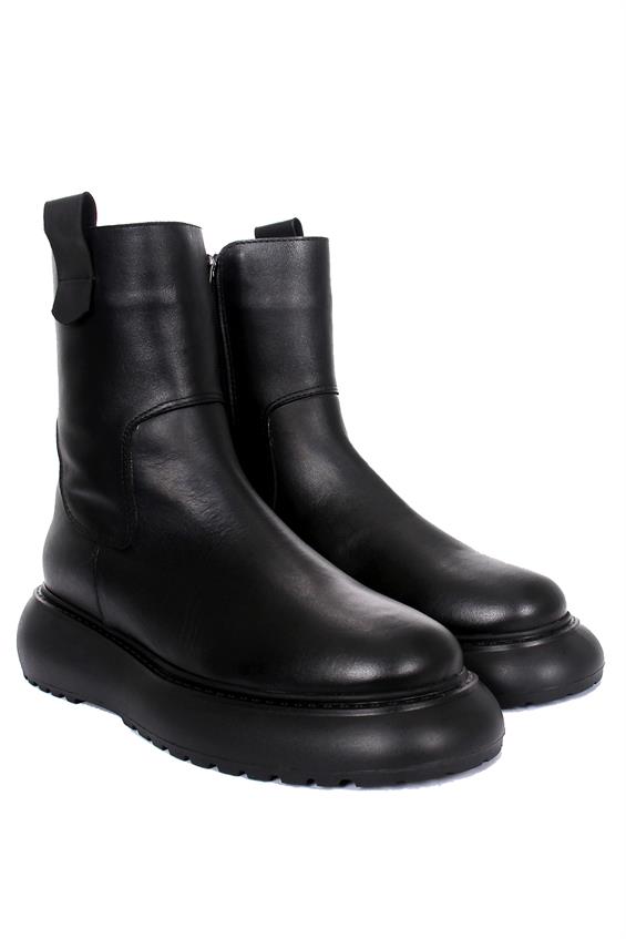 Kadın Kalın Tabanlı Günlük Bot - Siyah Deri