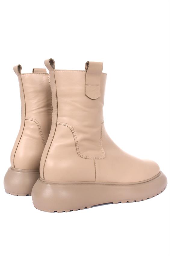 Kadın Kalın Tabanlı Günlük Bot - Bej Deri