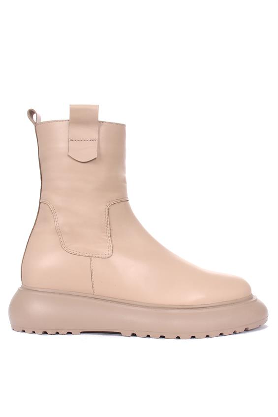 Kadın Kalın Tabanlı Günlük Bot - Bej Deri