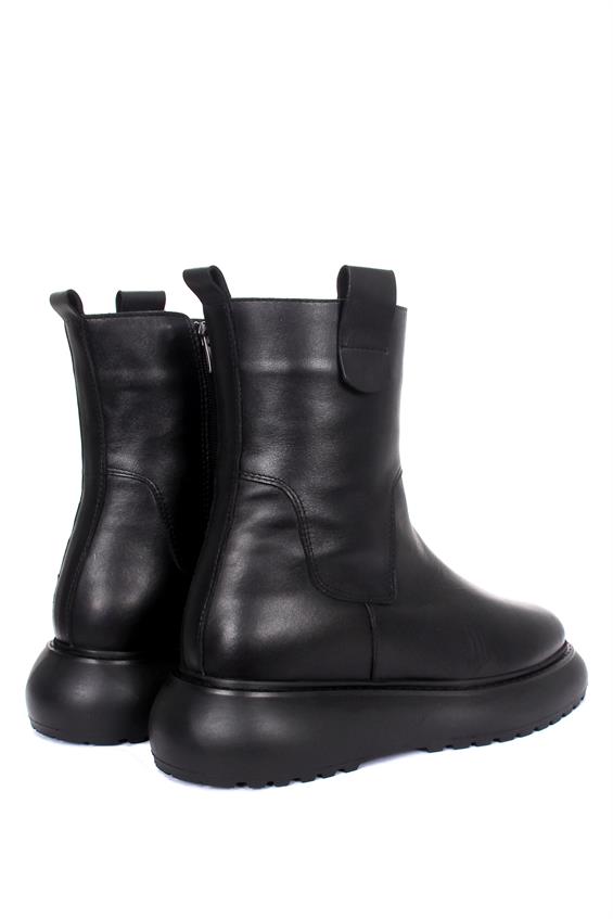 Kadın Kalın Tabanlı Günlük Bot - Siyah Deri