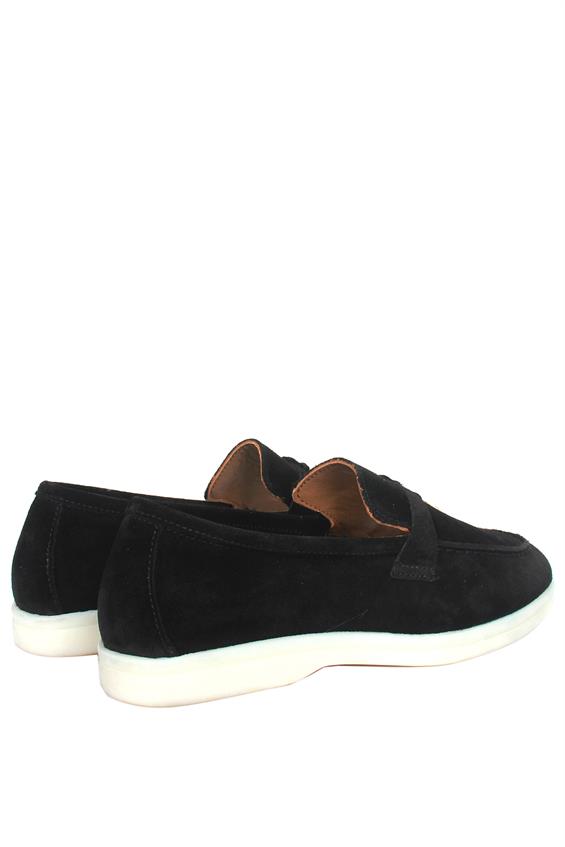 Kadın Babet Ayakkabı Loafer - Siyah Süet