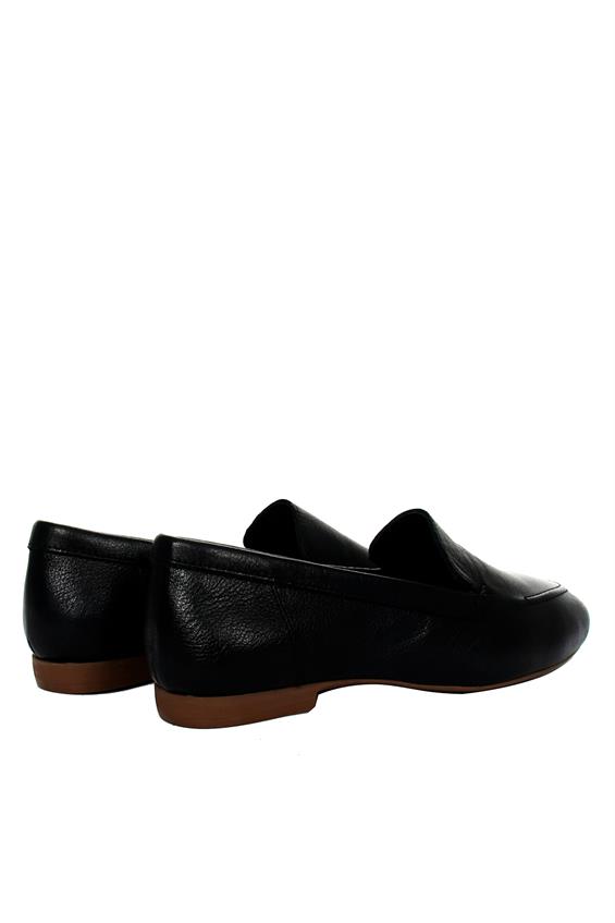 Kadın Babet Ayakkabı Loafer - Siyah Deri