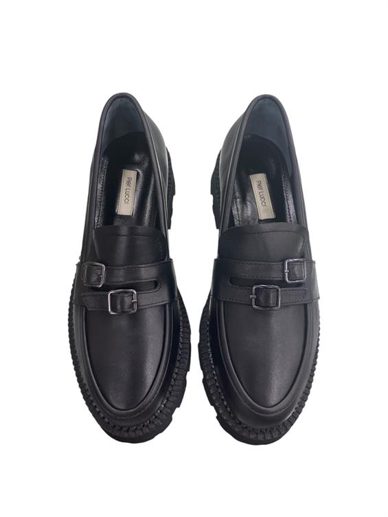 Kadın Babet Ayakkabı Loafer - Siyah Deri