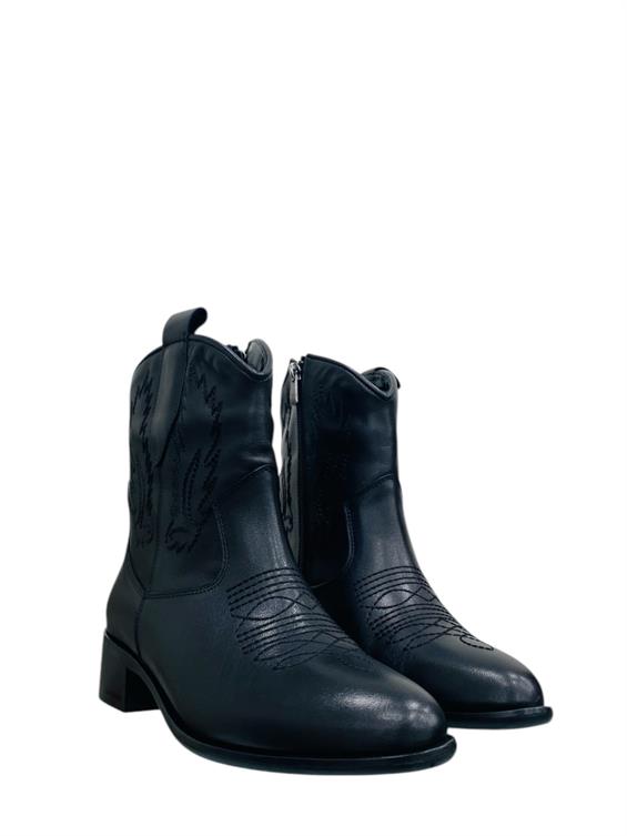 Kadın Western Kovboy Bot - Siyah Deri