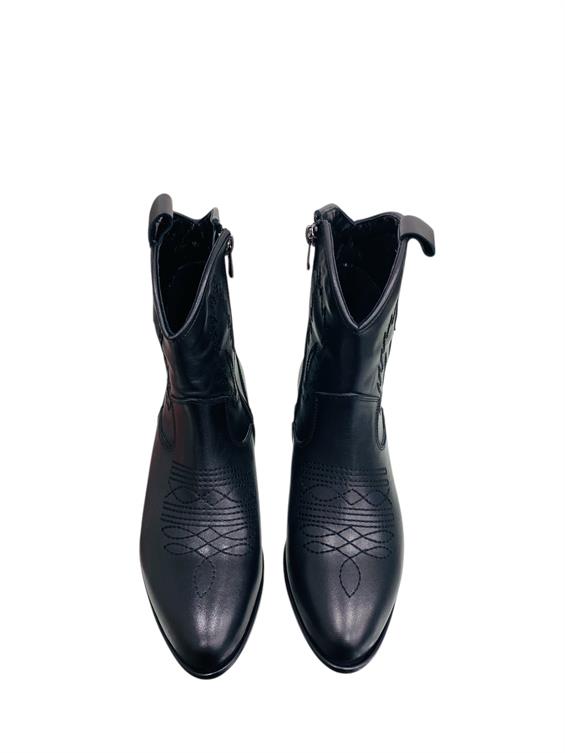 Kadın Western Kovboy Bot - Siyah Deri