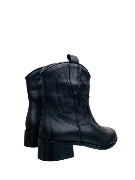 Kadın Western Kovboy Bot - Siyah Deri