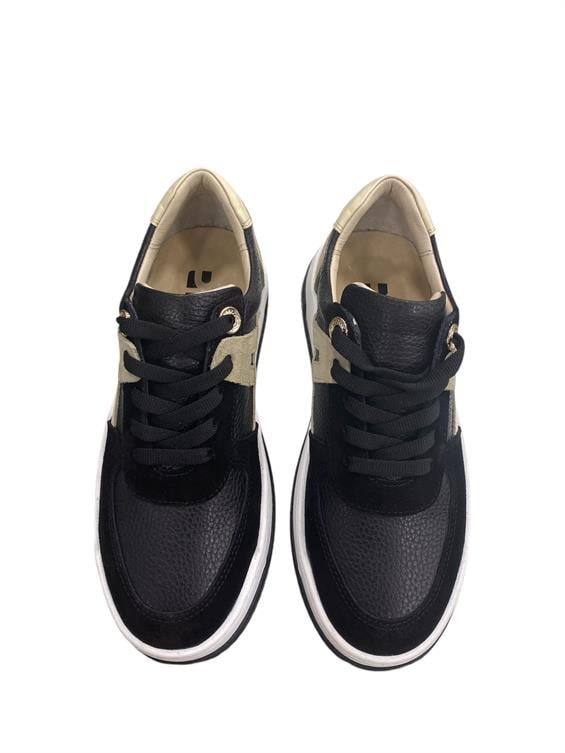 Kadın Sneakers Ayakkabı-Siyah Süet Floter-Bej