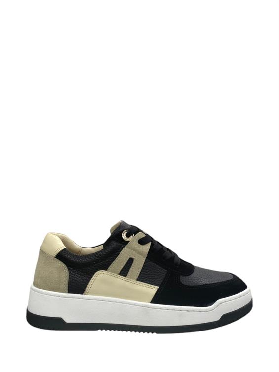 Kadın Sneakers Ayakkabı-Siyah Süet Floter-Bej