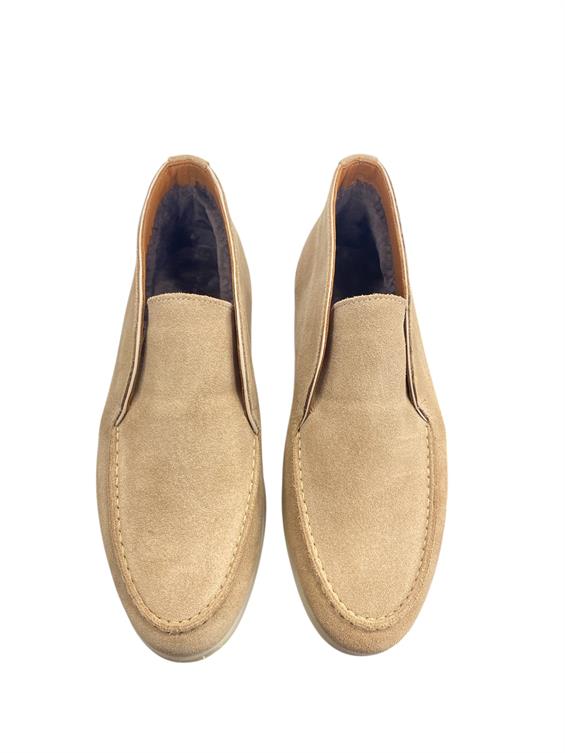 Kadın Günlük Bot - Bej Süet Kürk