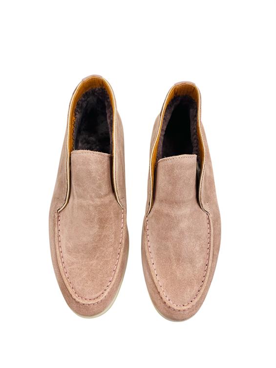 Kadın Günlük Bot - Somon Süet Kürk