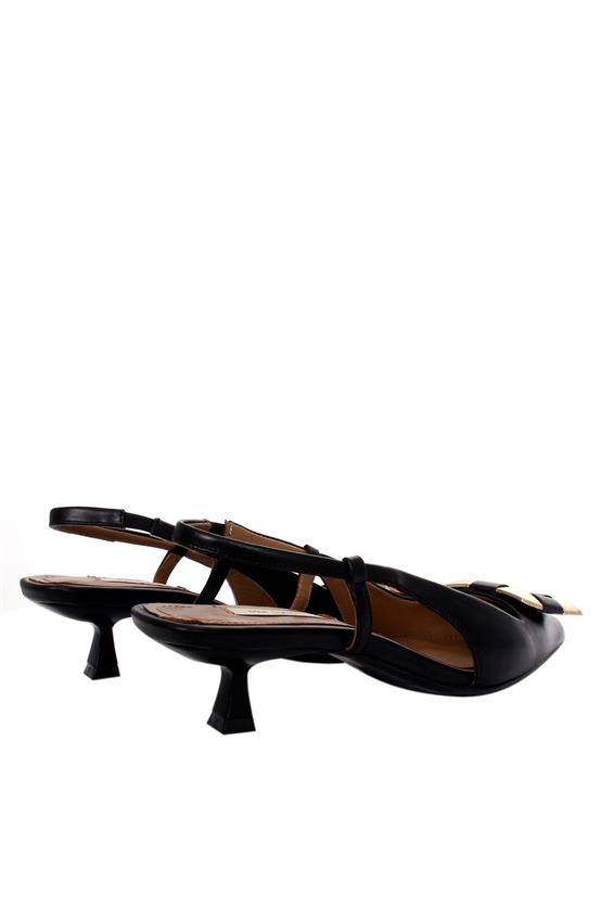 Kadın İnce Topuklu Ayakkabı-Siyah Deri