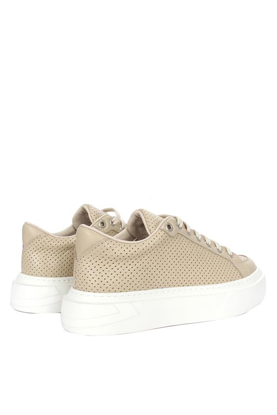 Kadın Sneakers Ayakkabı-Bej Deri