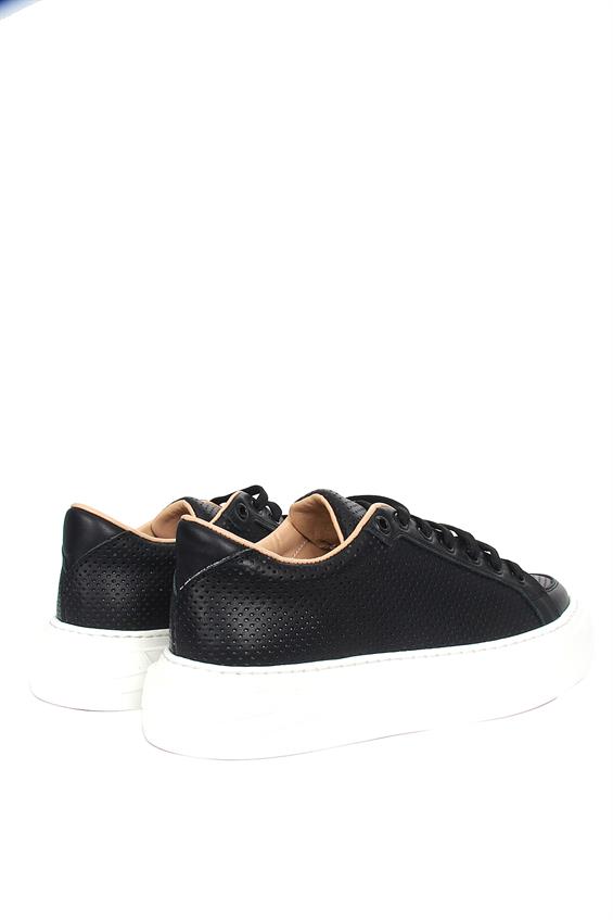 Kadın Sneakers Ayakkabı-Siyah Deri