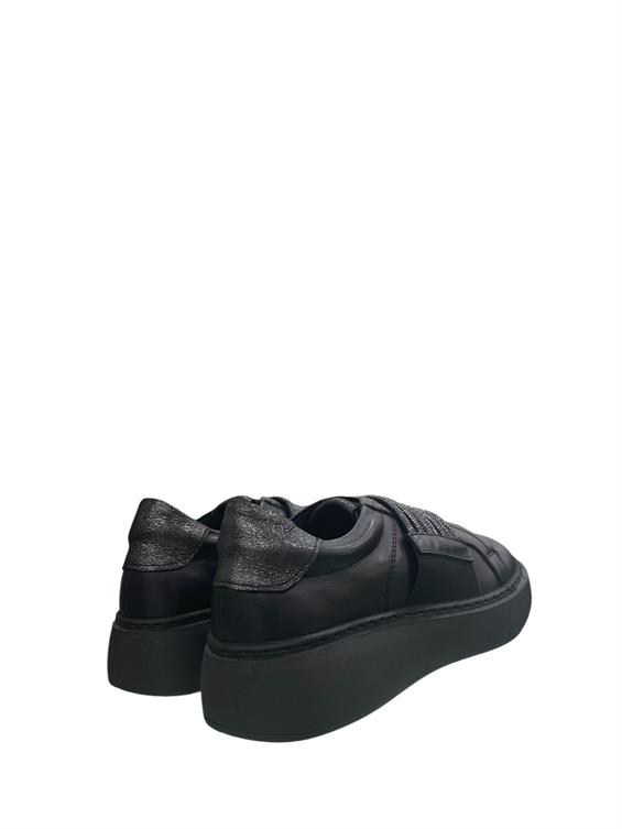 Kadın Sneakers Ayakkabı-Siyah Deri