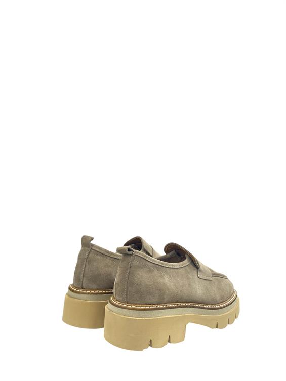 Kadın Babet Ayakkabı Loafer - Vizon Süet