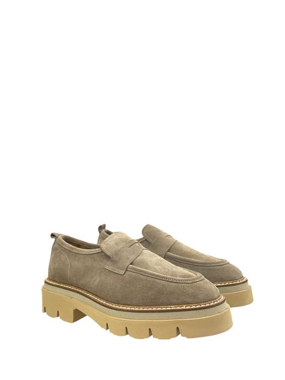 Kadın Babet Ayakkabı Loafer - Vizon Süet