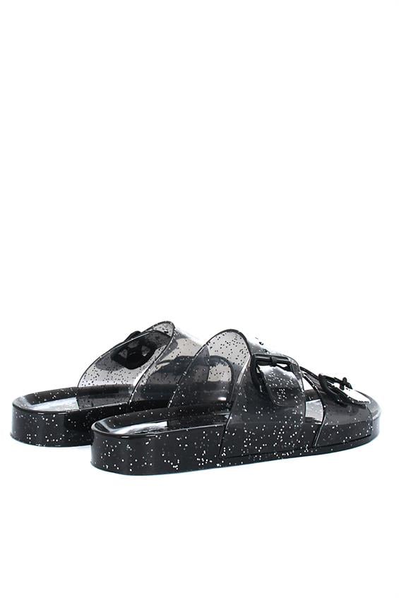 Kadın Günlük Düz Terlik-Siyah Simli