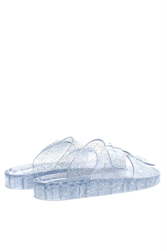 Kadın Günlük Düz Terlik - Şeffaf Simli