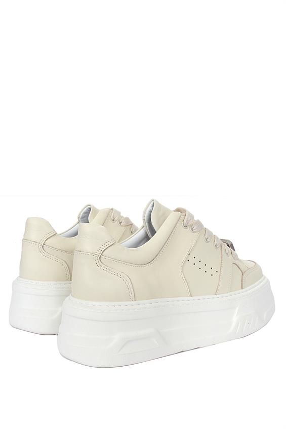 Kadın Sneakers Ayakkabı - Bej Deri