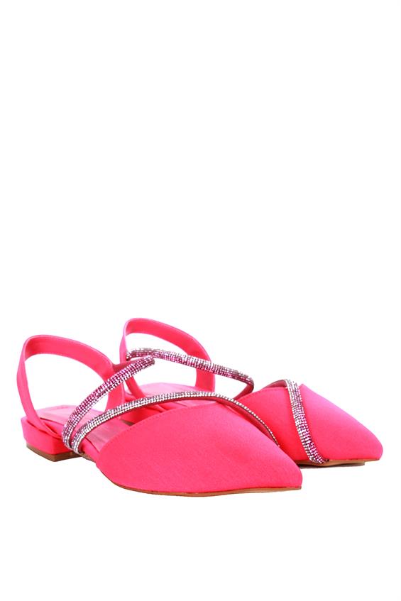 Kadın Arkası Açık Babet Ayakkabı - Fuşya Tekstil