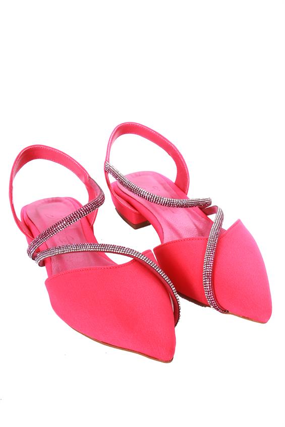 Kadın Arkası Açık Babet Ayakkabı - Fuşya Tekstil