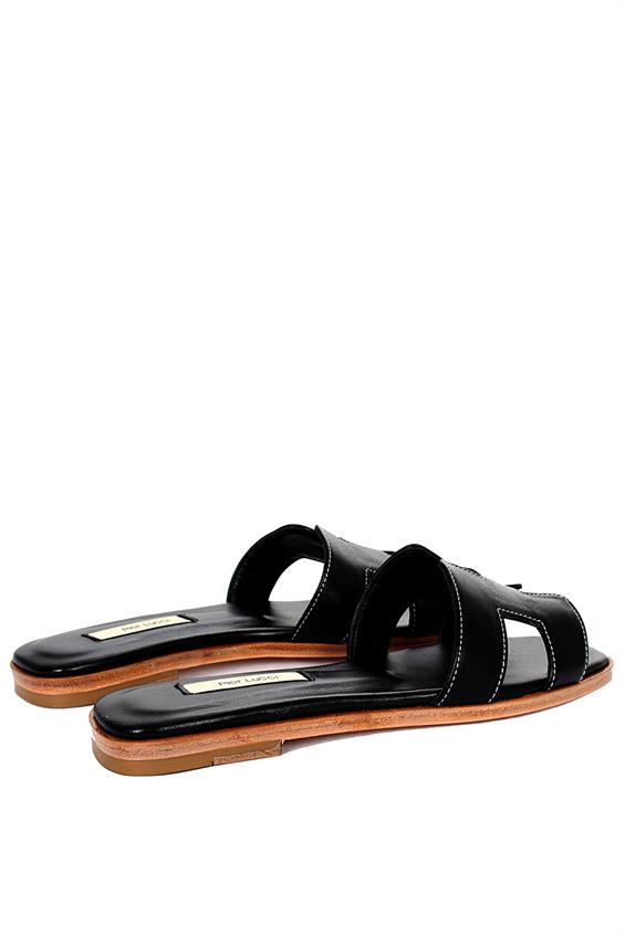 Kadın Günlük Düz Terlik-Siyah Deri