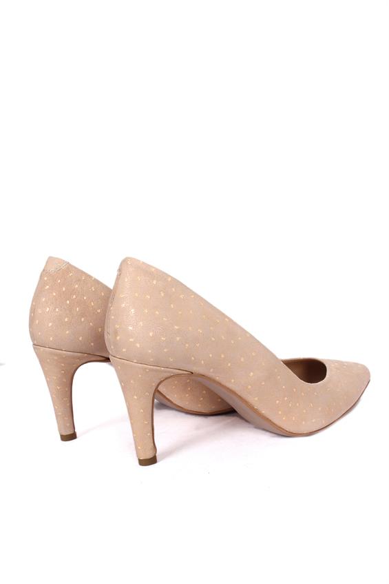 Kadın İnce Topuklu Ayakkabı - Bej Benekli