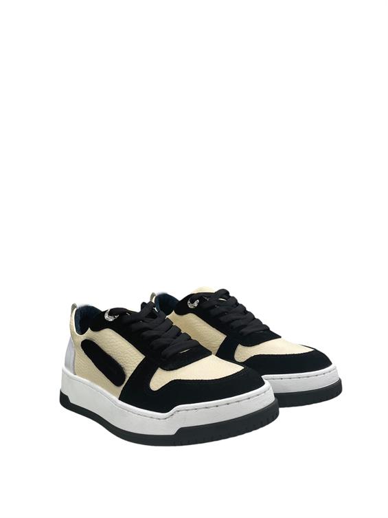 Kadın Sneakers Ayakkabı-Siyah Süet-Bej Floter